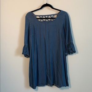Denim-Like Cotton Shift Dress Size M